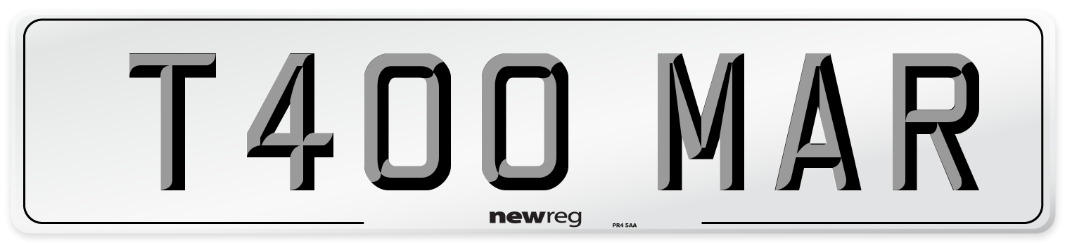 T400 MAR Number Plate from New Reg